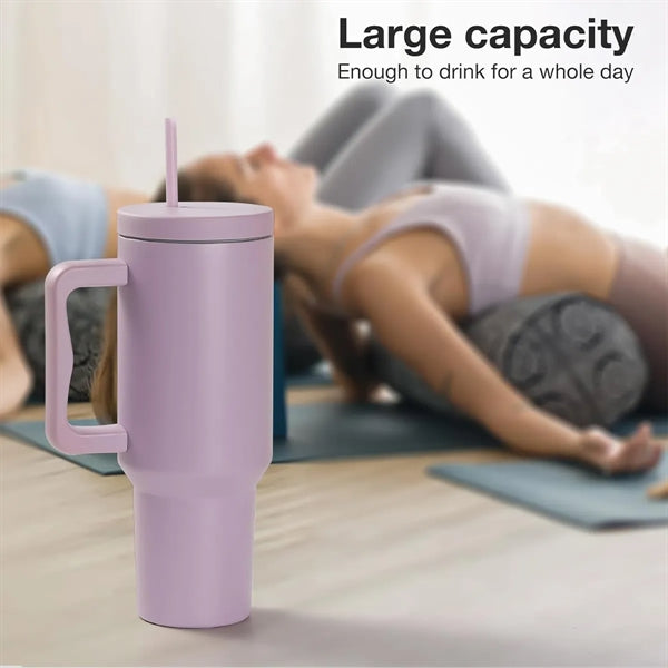 40 oz. Stainless Steel Tumbler with Handle and Straw Lid