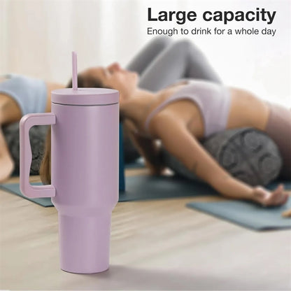 40 oz. Stainless Steel Tumbler with Handle and Straw Lid