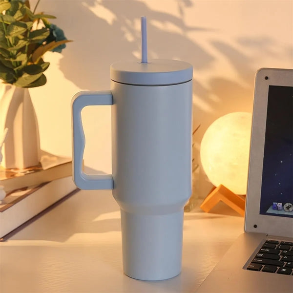 40 oz. Stainless Steel Tumbler with Handle and Straw Lid