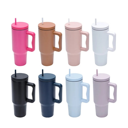 40 oz. Stainless Steel Tumbler with Handle and Straw Lid