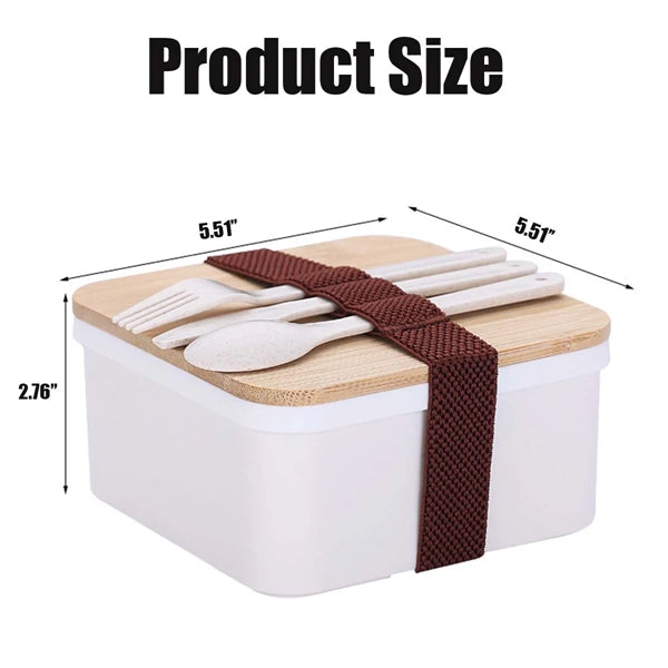 Bamboo Suqare Rectangle Bento Box Lunch Set with Utensils