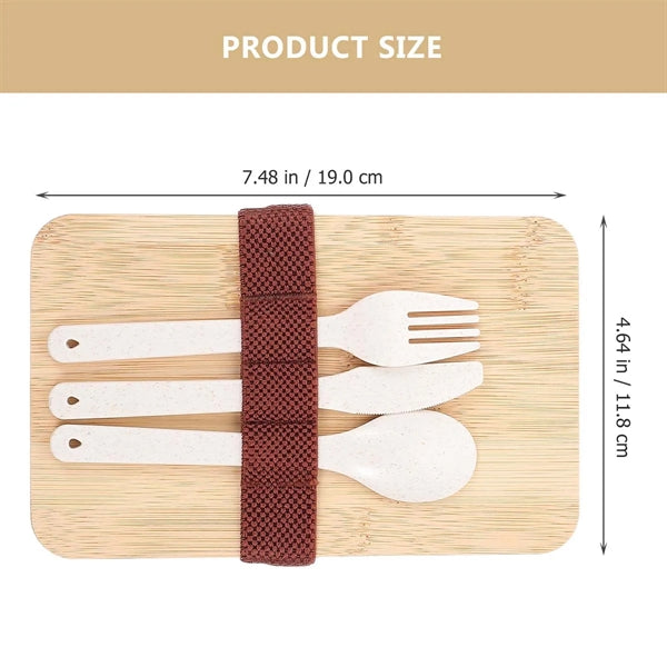 Bamboo Suqare Rectangle Bento Box Lunch Set with Utensils