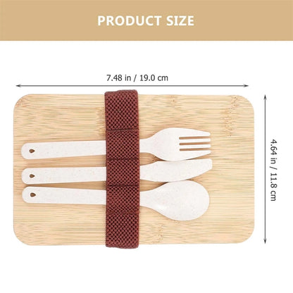 Bamboo Suqare Rectangle Bento Box Lunch Set with Utensils