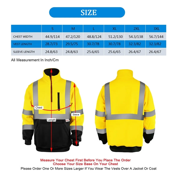 PREMIUM HI VIZ COLOR BLOCK SAFETY QUARTER ZIP WITH POCKET