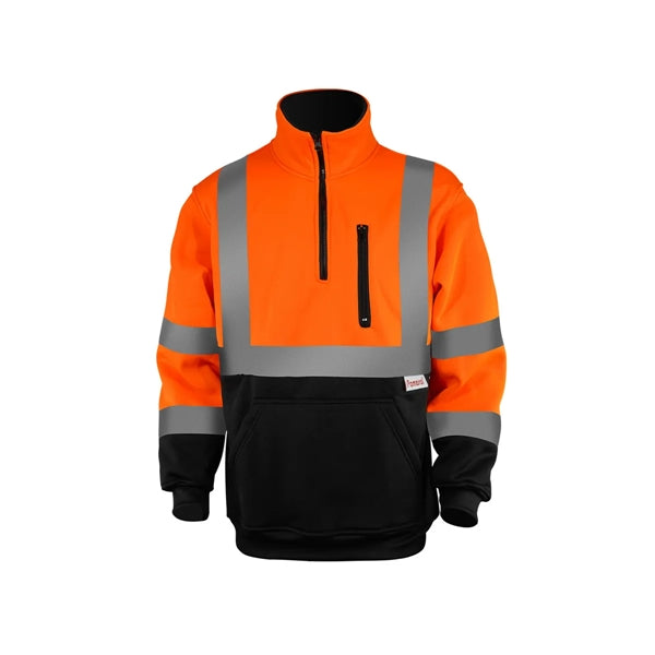 PREMIUM HI VIZ COLOR BLOCK SAFETY QUARTER ZIP WITH POCKET