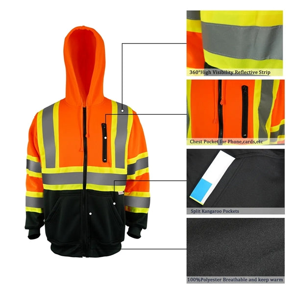 PREMIUM HI VIZ COLOR BLOCK SAFETY QUARTER ZIP WITH POCKET
