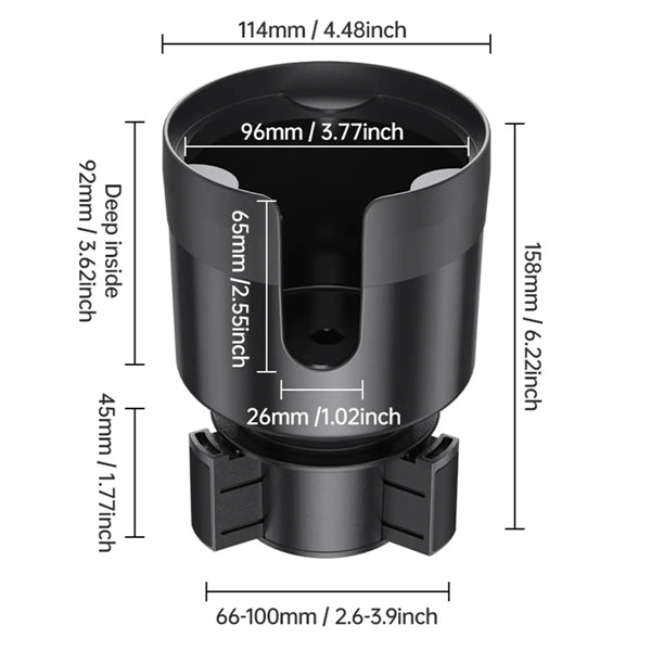 Car Cup Holder Expander Organizer with Adjustable Bas