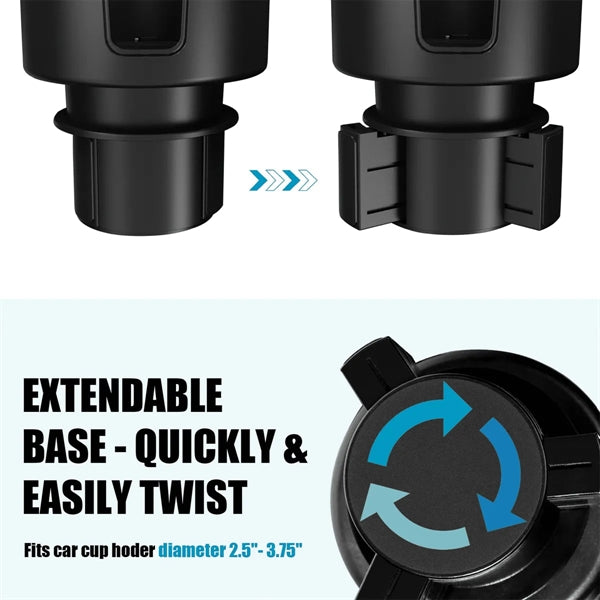 Car Cup Holder Expander Organizer with Adjustable Bas