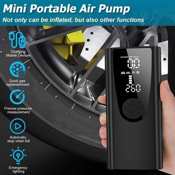 6000mAh Electric Portable Air Pump Tire Inflator Compressor