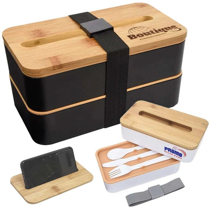 Stackable Bento Lunch Box With Phone Stand with lid