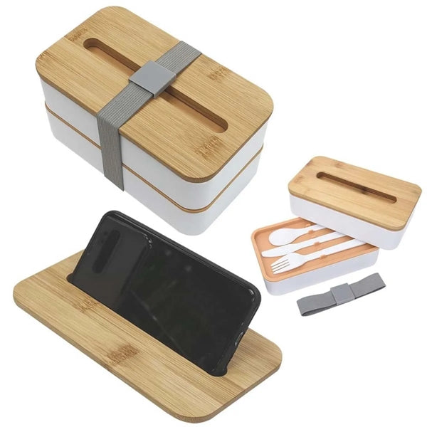 Stackable Bento Lunch Box With Phone Stand with lid