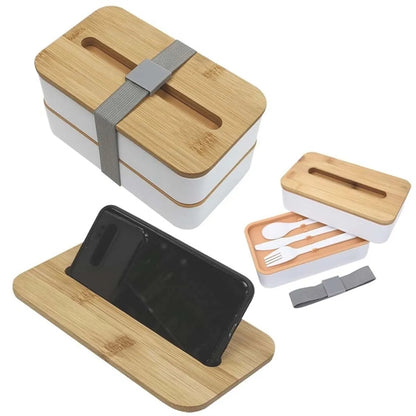 Stackable Bento Lunch Box With Phone Stand with lid