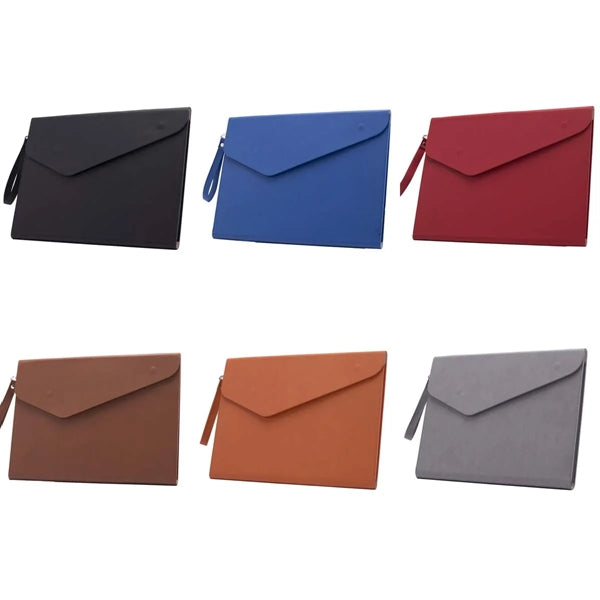 PU Leather A4 File Document Folder Portfolio with lanyard