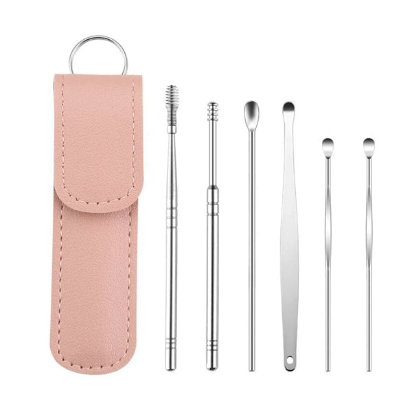 Earwax Cleaning Tool 6-Piece Set With PU Leather Case