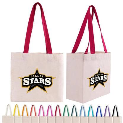 Cotton Colored Handle Tote with Gusset
