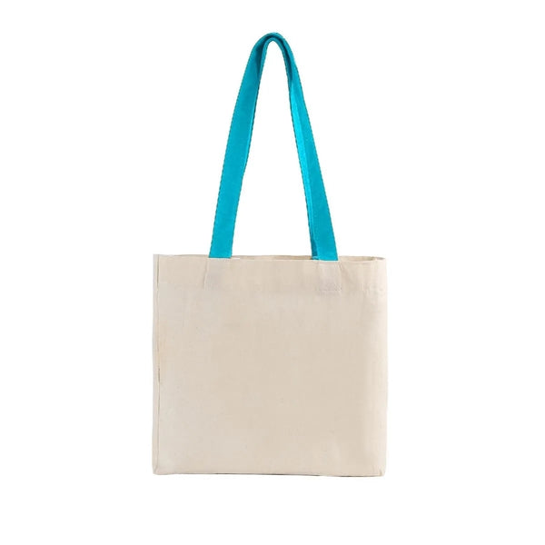 Cotton Colored Handle Tote with Gusset