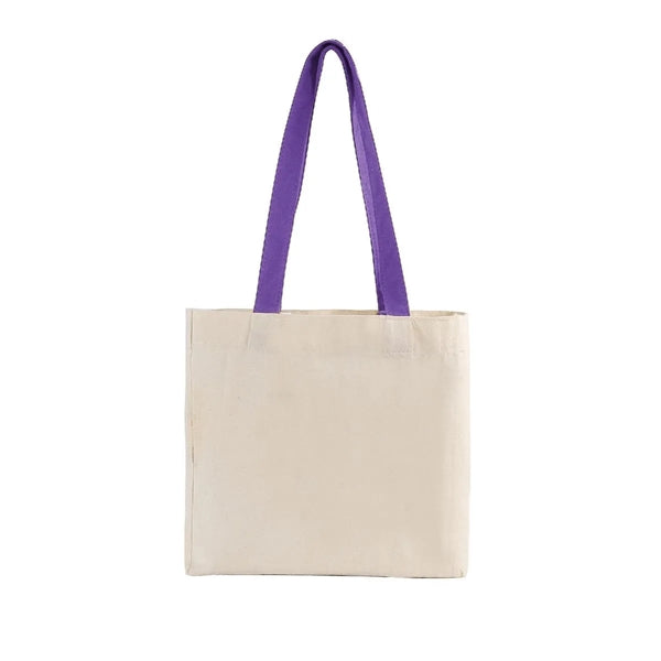 Cotton Colored Handle Tote with Gusset
