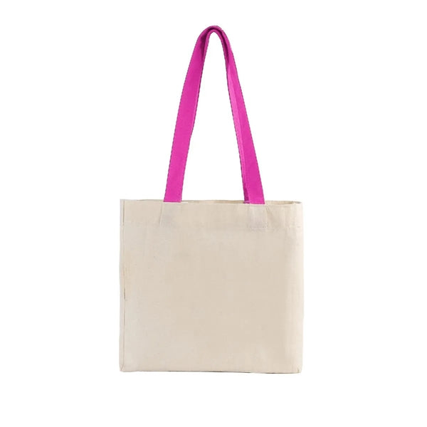 Cotton Colored Handle Tote with Gusset
