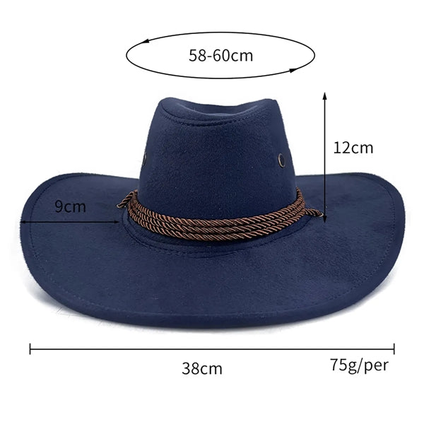 Adult Casual Solid Wide Brim Western Cowboy Sun Hat