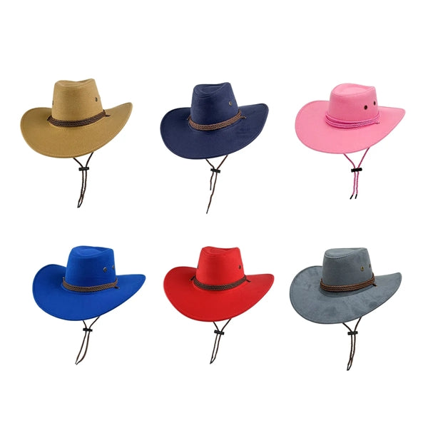 Adult Casual Solid Wide Brim Western Cowboy Sun Hat
