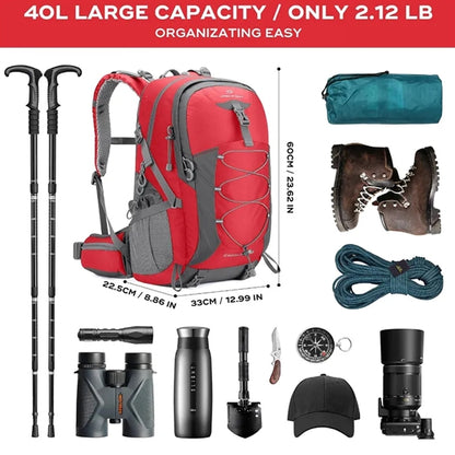 40L Waterproof Lightweight Travel Hiking Backpack