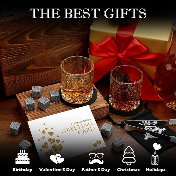 Crystal Glasses Wooden Box Whiskey Set Retirement Gifts