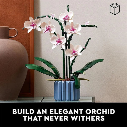 Orchid Artificial Plant Building Flowers Set Great Gift