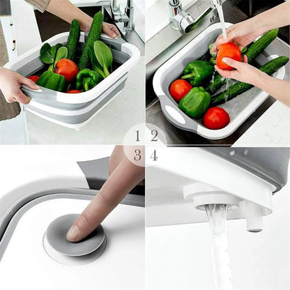 Multifunctional Kitchen Collapsible Cutting Board Basket