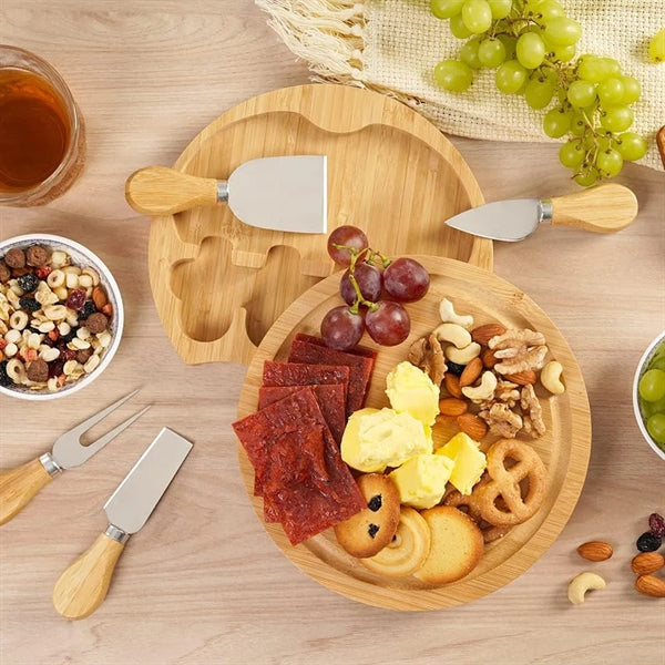 Custom Bamboo Cheese Board Knife Set House Warming Gifts