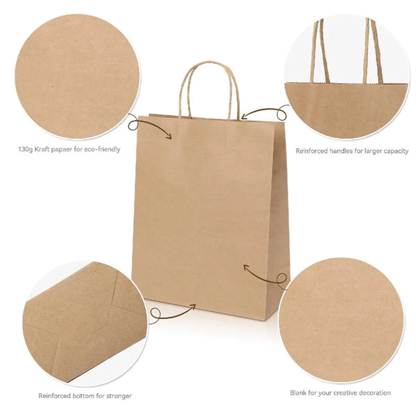 NATURAL KRAFT PAPER SHOPPER TOTE BAG - LARGE