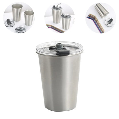Stainless Steel Tumbler With Straw And Lid