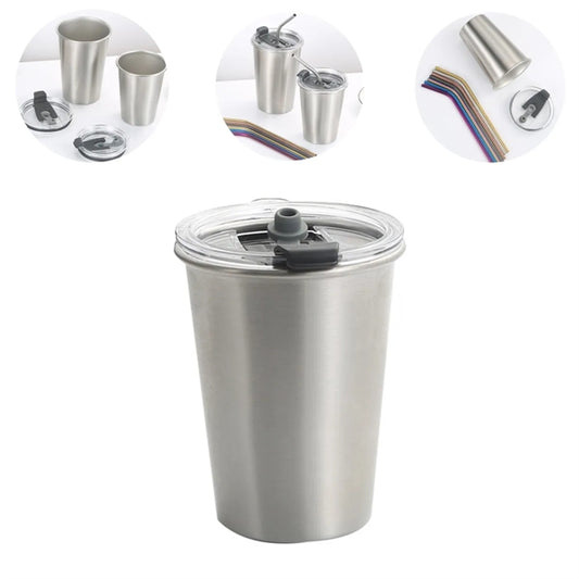 Stainless Steel Tumbler With Straw And Lid