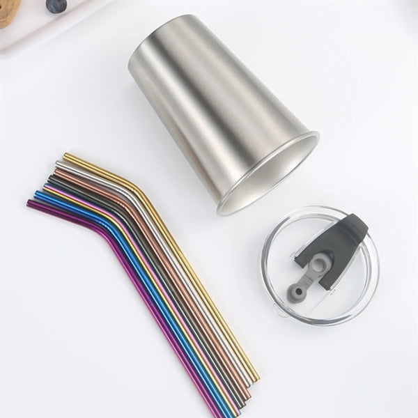 Stainless Steel Tumbler With Straw And Lid