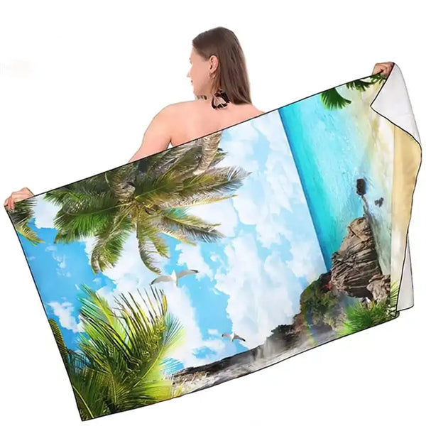 28" x 58" Dye-Sublimation Silk Touch Velour Beach Towel