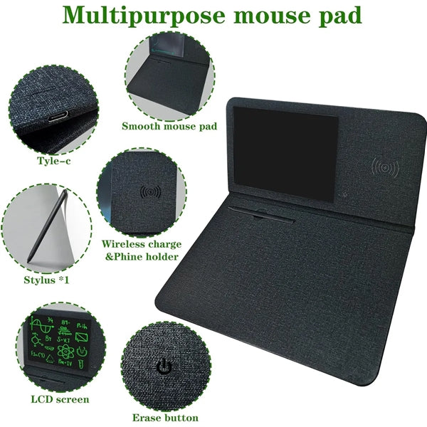 3 in 1 wireless Charging Mouse Pad with LCD Writing Tablet