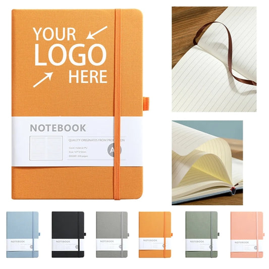 A5 A6 Hard Leather Business Notebook with Elastic Band Side