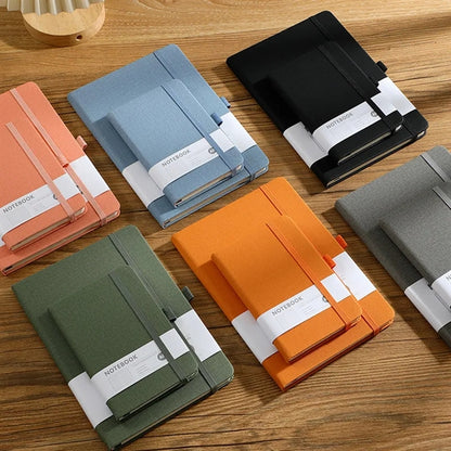 A5 A6 Hard Leather Business Notebook with Elastic Band Side