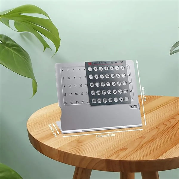 Ultra-Thin Metal Desktop Perpetual 100 Years Table Calendar