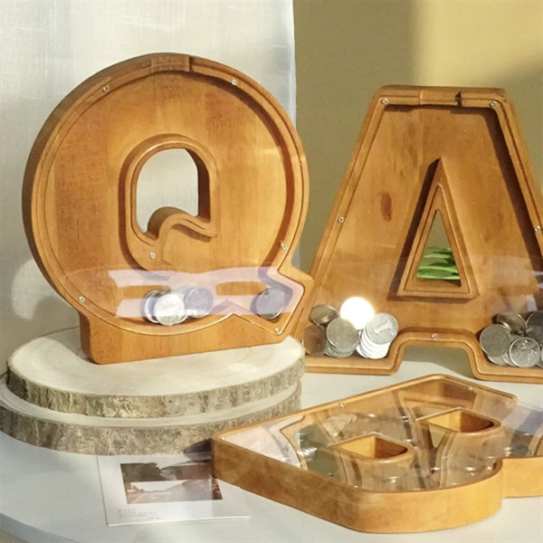 Wooden Alphabet Letter Piggy Bank