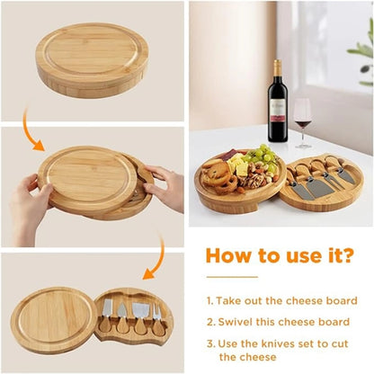 Bamboo Cheese Board And Knife Set