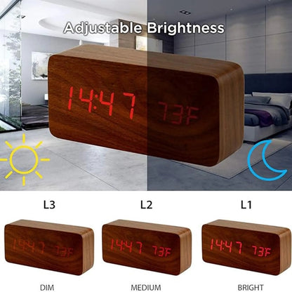 Wooden Digital Alarm Clock