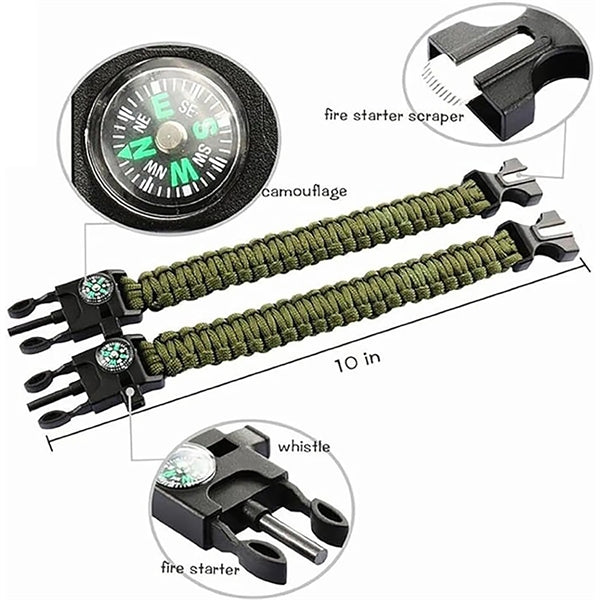 Survival Paracord Bracelets Outdoor Emergency Gear Kit