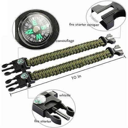 Survival Paracord Bracelets Outdoor Emergency Gear Kit