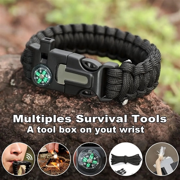 Survival Paracord Bracelets Outdoor Emergency Gear Kit