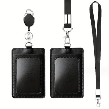 2 Packs Vertical Pu Leather And Id Badge Card Holder