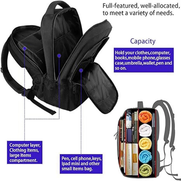 Large Travel Laptop Backpack With USB Charging Port
