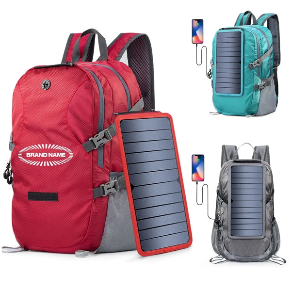 Portable Foldable Hiking Daypack Backpack with Solar Panel