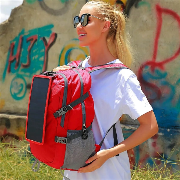 Portable Foldable Hiking Daypack Backpack with Solar Panel
