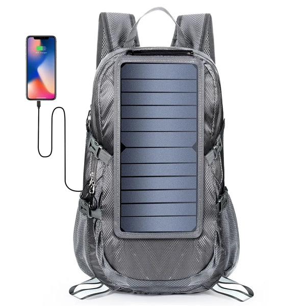 Portable Foldable Hiking Daypack Backpack with Solar Panel