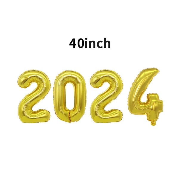 40inch Pink 2024 Number Balloons New Year Party Supplies